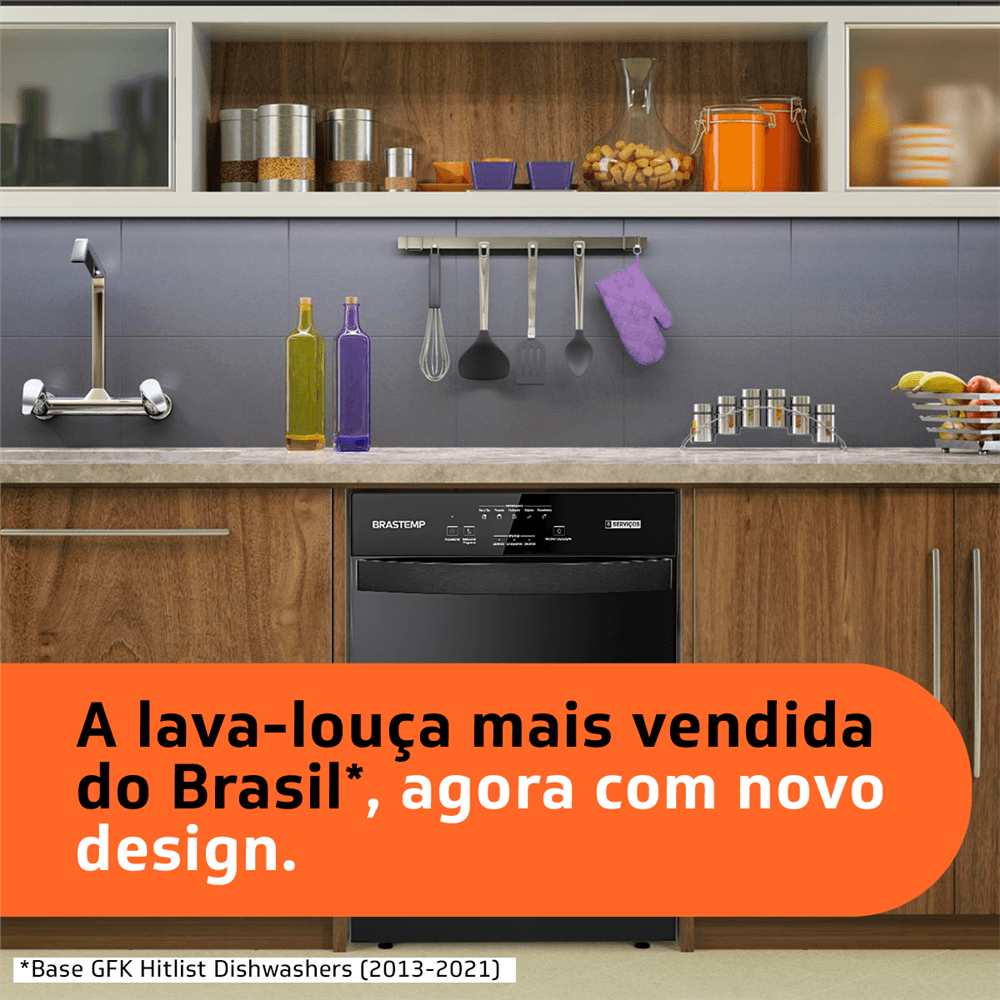 Imagem A lava-louça mais vendida do Brasil¹, agora com novo design.