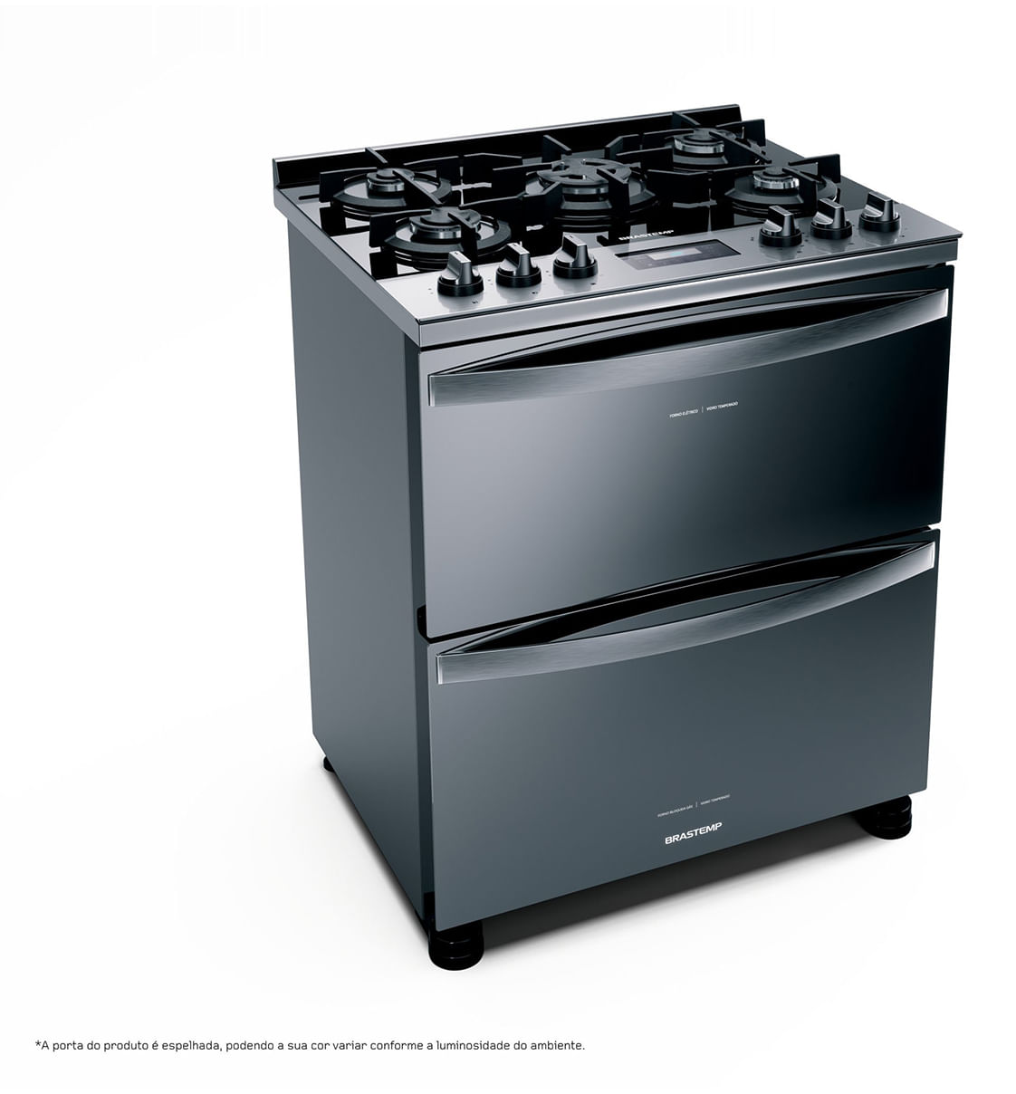 Imagem Mesa de vidro temperado com acabamento em aço inox